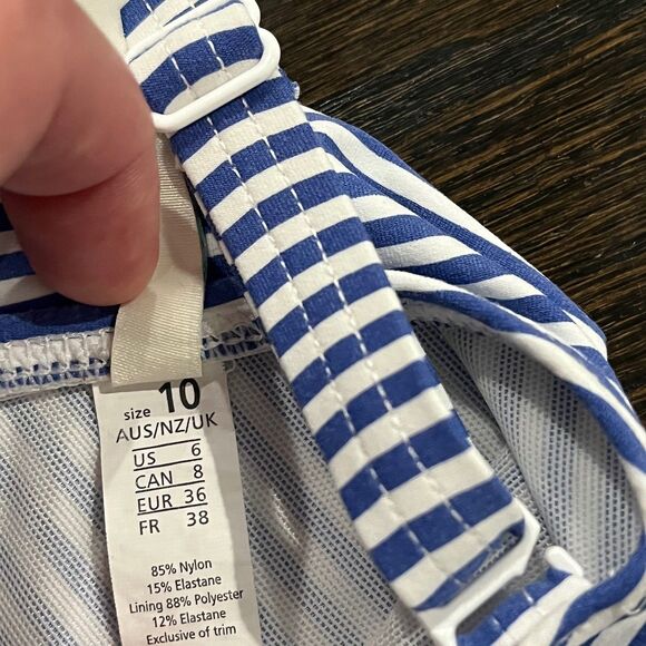 SEA LEVEL AUSTRALIA Sorrento Striped One-Piece Ruched Swimsuit Women's Size US 6 - Picture 5 of 9